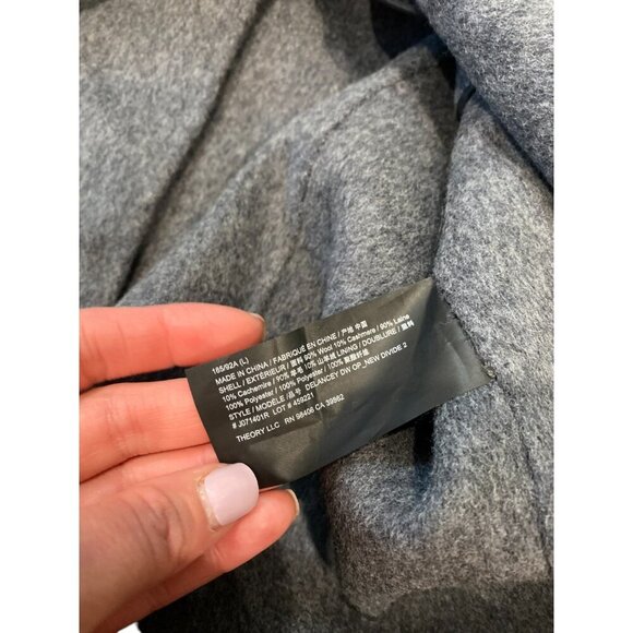 NWT THEORY Wool Cashmere Long Coat Delancey Double Faced Tailored Grey Winter - Picture 9 of 16